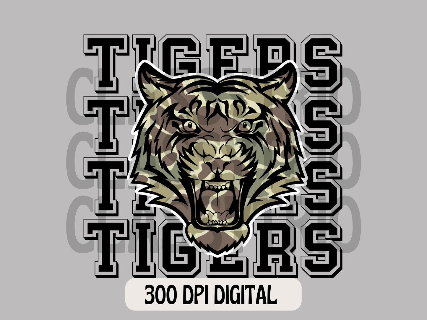 Old Camo | Digital Design | PNG | Sublimation | Camouflage | Tigers | Mascot Shirt Design | Camo Mascot
