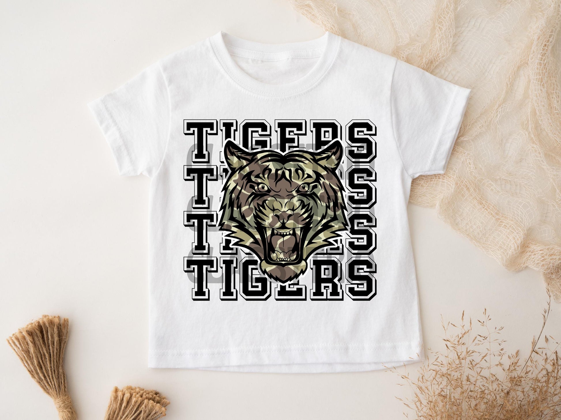 Old Camo | Digital Design | PNG | Sublimation | Camouflage | Tigers | Mascot Shirt Design | Camo Mascot