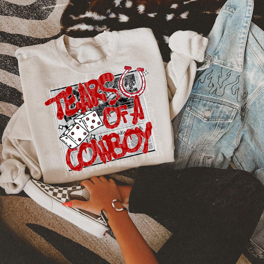 Tears of A Cowboy | Digital Design | PNG | Sublimation | Newspaper | Retro Western | Country Shirt Design | Trend Shirt | Vintage | Dice