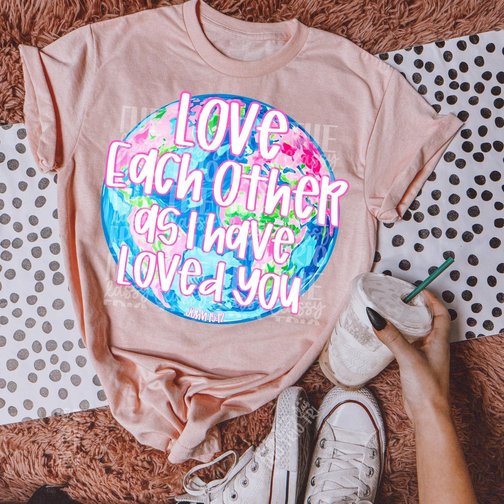 Love Each Other As I Loved You | PNG | Digital Design | Floral | Faith | Sublimation | DTF | Shirt Design | Jesus | Bible Verse | Preppy