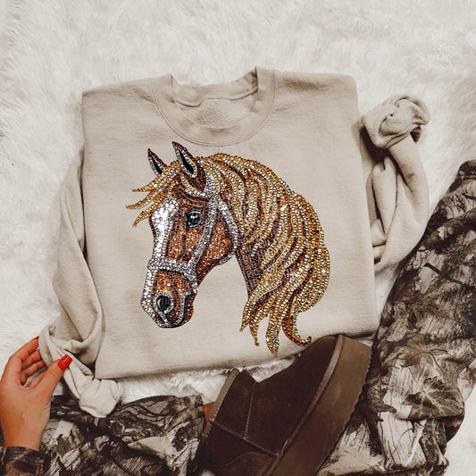 Faux Rhinestone Horse | Digital Design | PNG | Sublimation | DTF | Agriculture | Dazzle | Shirt Design | Country | Trending | Farming