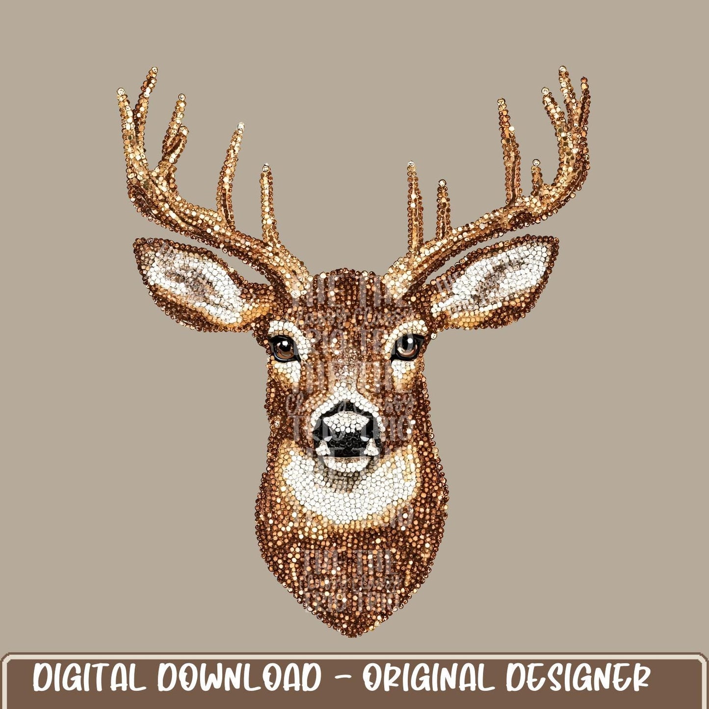 Faux Rhinestone Deer Hunting | Digital Design | PNG | Sublimation | DTF | Agriculture | Buck Head | Shirt Design | Country | Trending