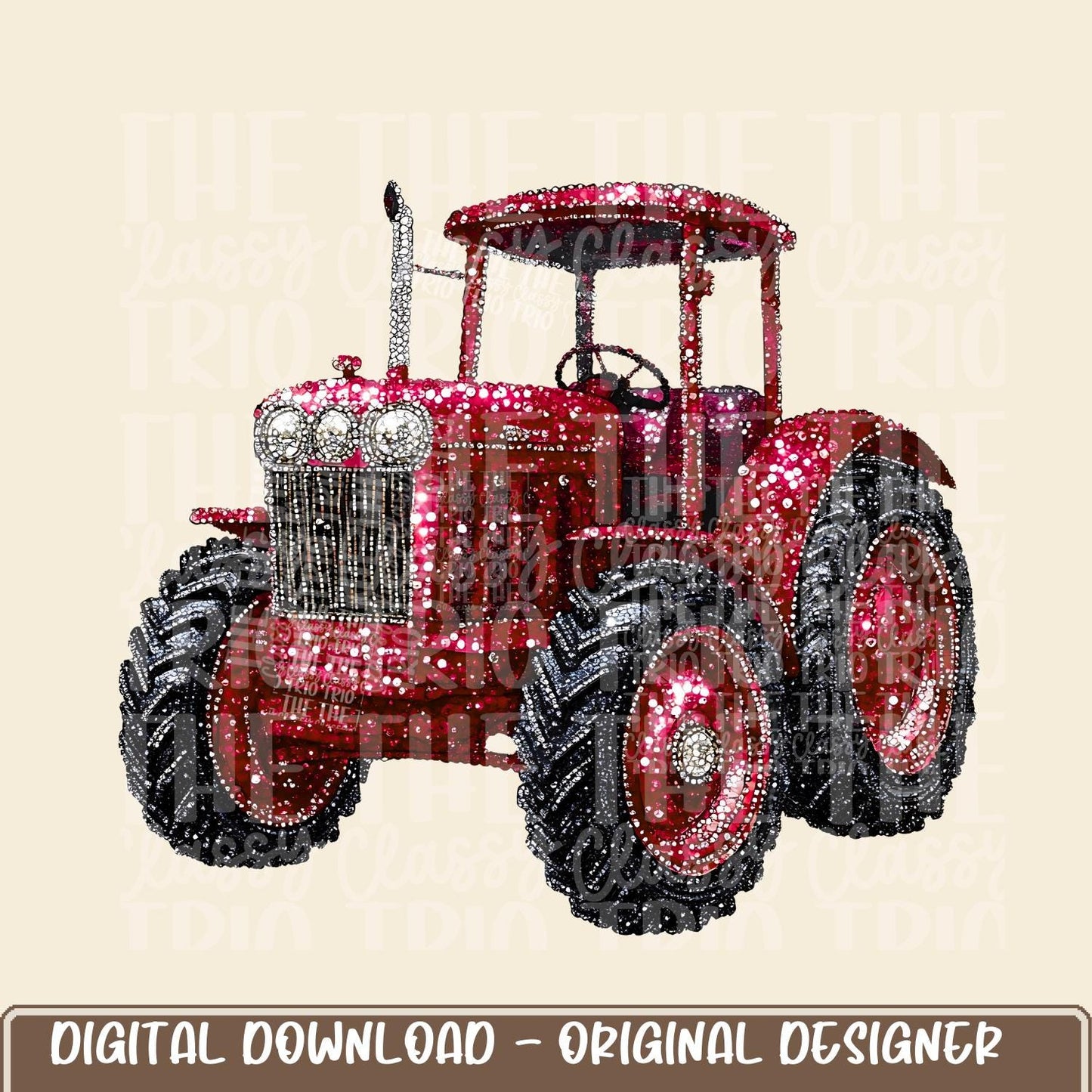Faux Rhinestone Red Tractor | Digital Design | PNG | Sublimation | Agriculture | Dazzle | Country Shirt Design | Farmer Wife