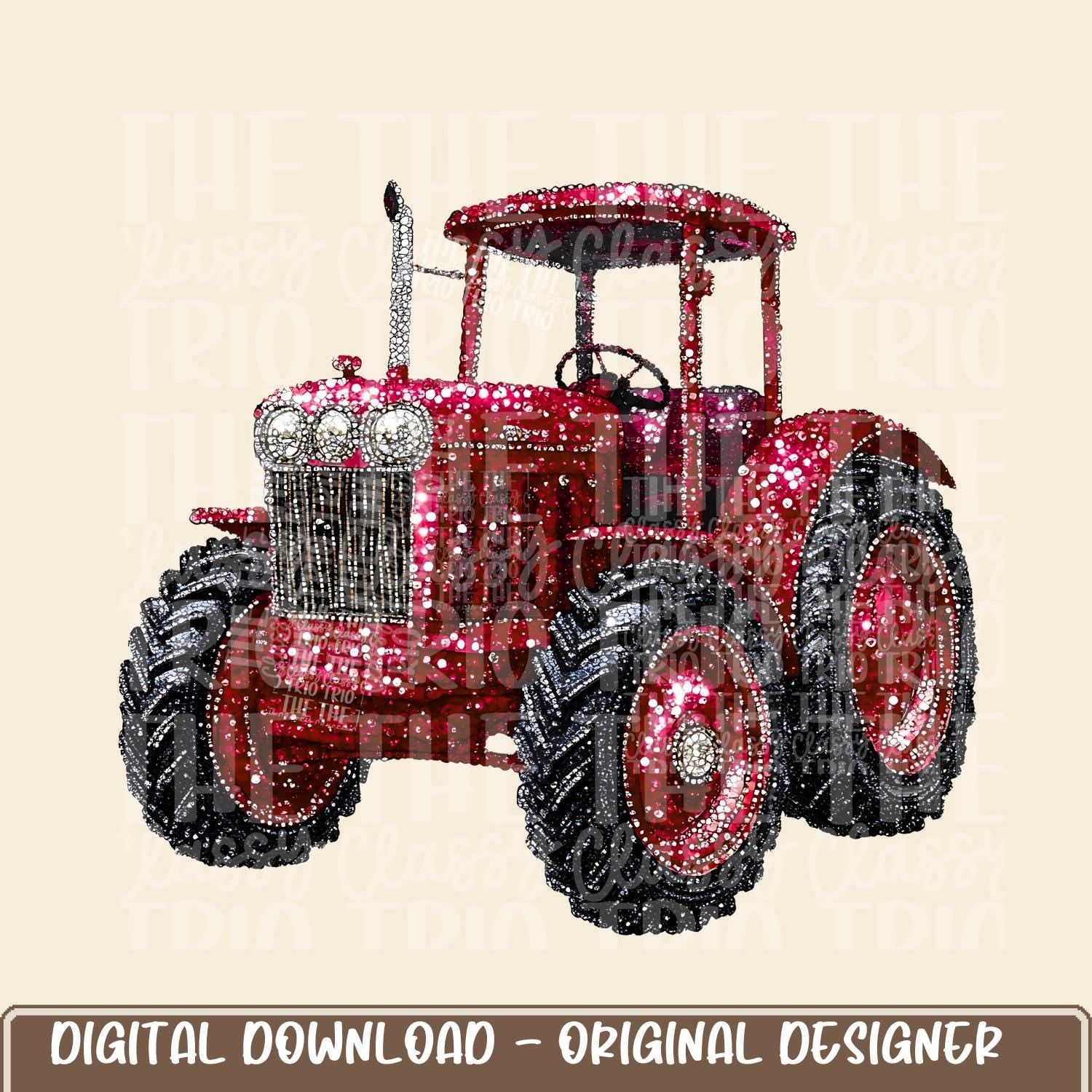 Faux Rhinestone Red Tractor | Digital Design | PNG | Sublimation | Agriculture | Dazzle | Country Shirt Design | Farmer Wife