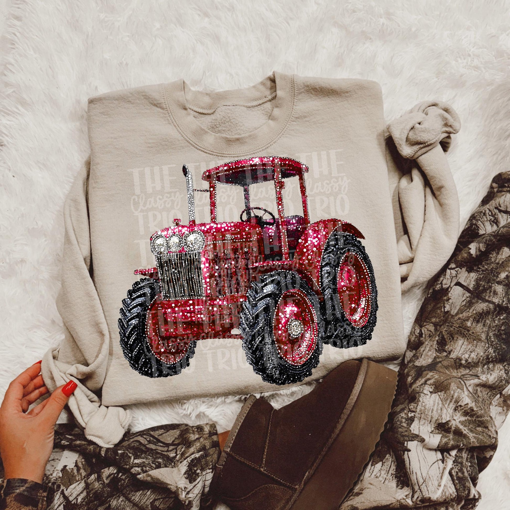 Faux Rhinestone Red Tractor | Digital Design | PNG | Sublimation | Agriculture | Dazzle | Country Shirt Design | Farmer Wife