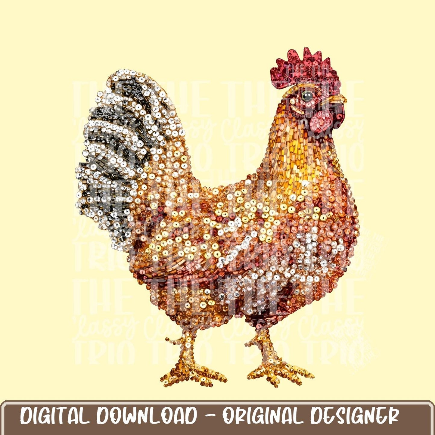 Faux Rhinestone Chicken Rooster | Digital Design | PNG | Sublimation | DTF | Agriculture | Western Shirt Design | Country | Trending