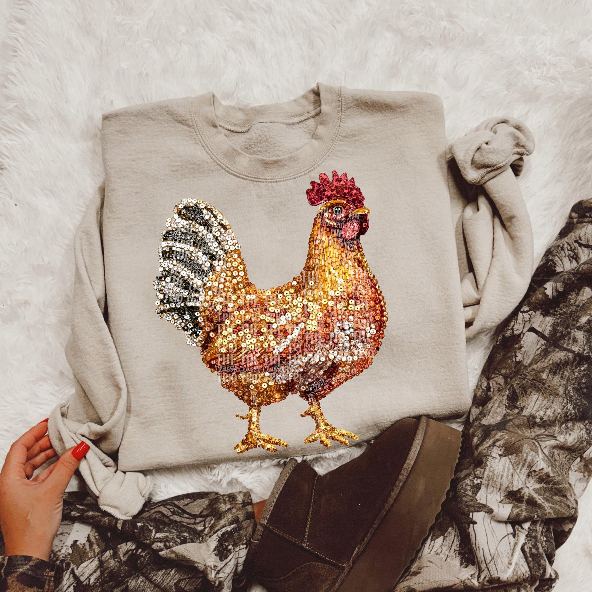 Faux Rhinestone Chicken Rooster | Digital Design | PNG | Sublimation | DTF | Agriculture | Western Shirt Design | Country | Trending
