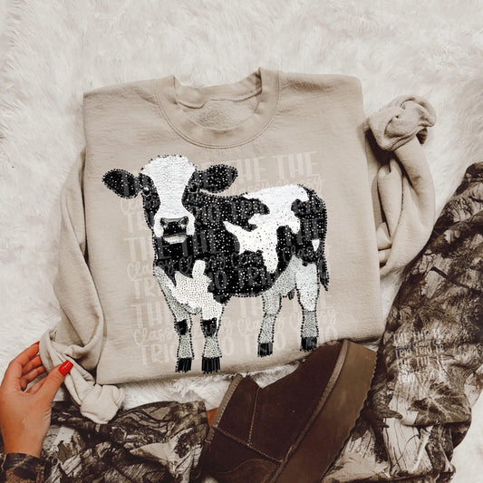 Faux Rhinestone Cow | Digital Design | PNG | Sublimation | DTF | Agriculture | Hunting Shirt Design | Country | Trending | Cowboy | Farming
