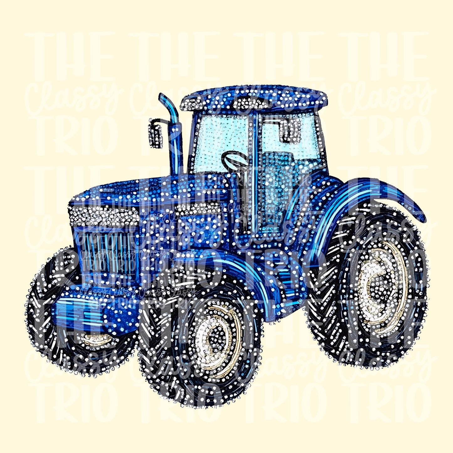 Faux Rhinestone Blue Tractor | Digital Design | PNG | Sublimation | Agriculture | Dazzle | Country Shirt Design | Farmer Wife
