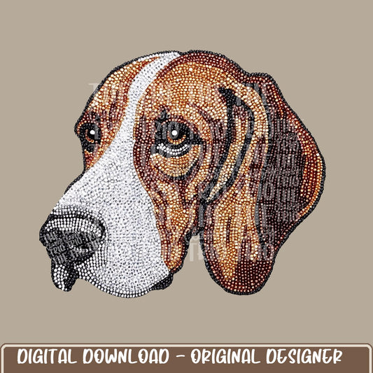 Faux Rhinestone Hound Dog | Digital Design | PNG | Sublimation | DTF | Dog Breed | Hunting Shirt Design | Country | Trending