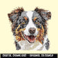 Faux Rhinestone Aussie Dog | Digital Design | PNG | Sublimation | DTF | Dog Breed | Shirt Design | Country | Trending