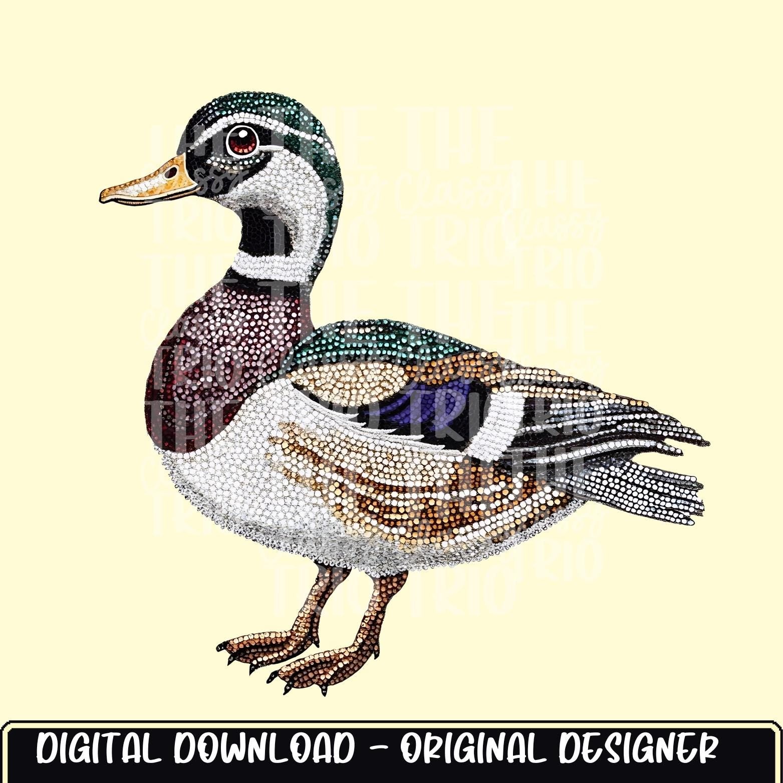 Faux Rhinestone Wood Duck Design | Digital Design | PNG | Sublimation | DTF | Agriculture | Hunting Shirt Design | Country | Trending
