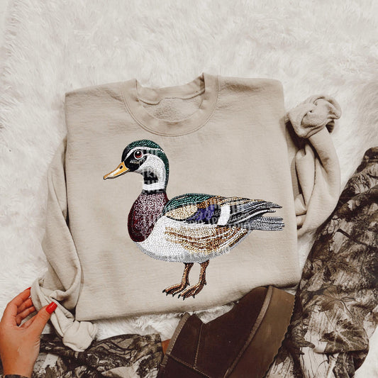 Faux Rhinestone Wood Duck Design | Digital Design | PNG | Sublimation | DTF | Agriculture | Hunting Shirt Design | Country | Trending