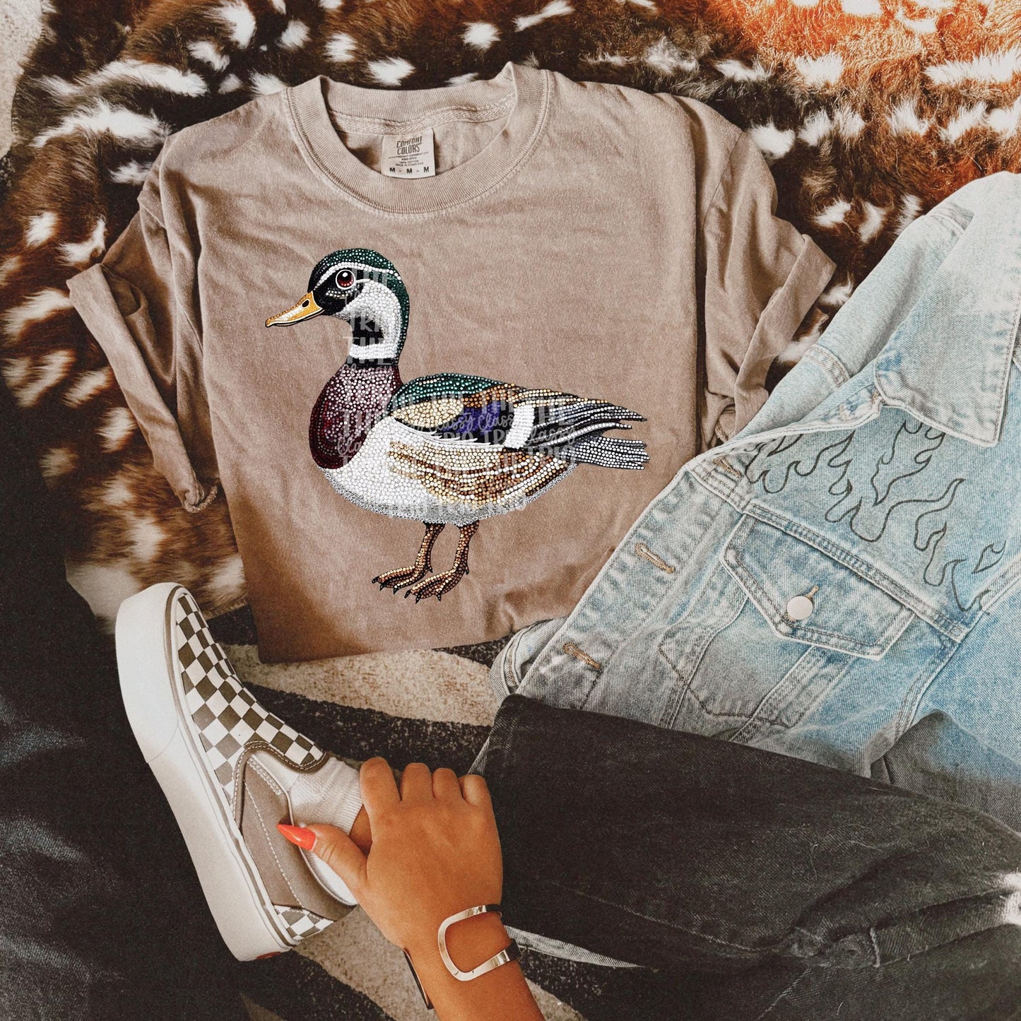 Faux Rhinestone Wood Duck Design | Digital Design | PNG | Sublimation | DTF | Agriculture | Hunting Shirt Design | Country | Trending