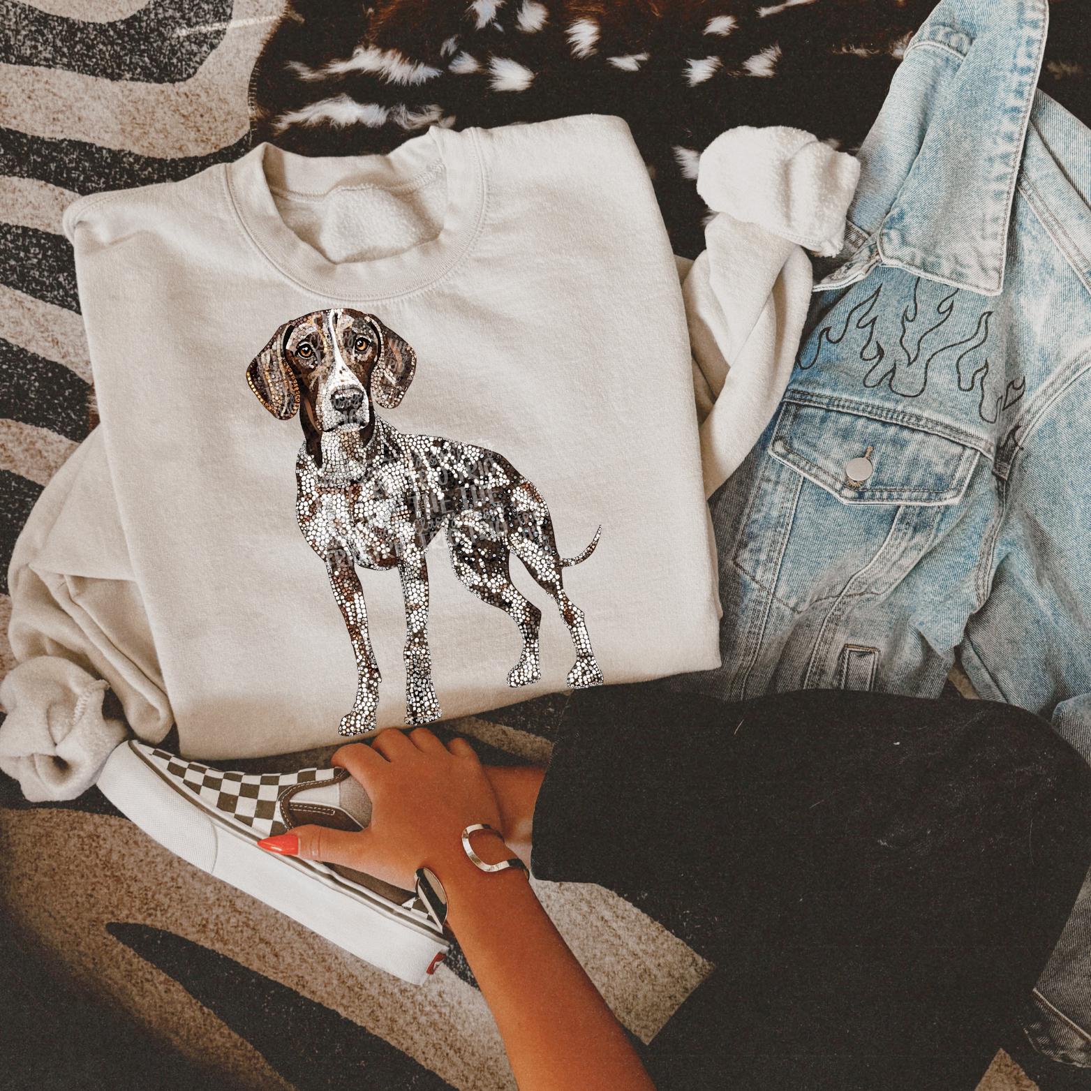 Faux Rhinestone GSP Dog | Digital Design | PNG | Sublimation | Agriculture | German Shorthair Pointer | Shirt Design | Country | Trending
