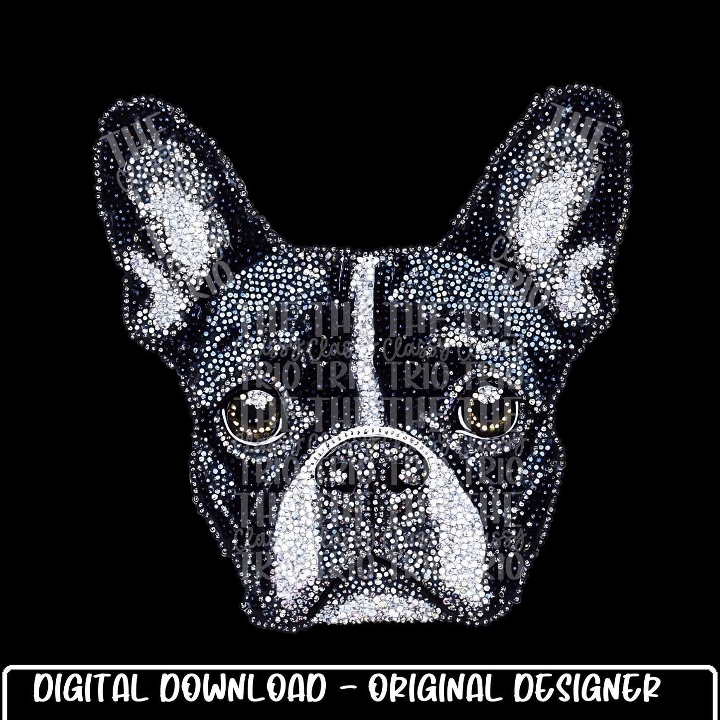 Faux Rhinestone Boston Terrier Dog | Digital Design | PNG | Sublimation | DTF | Original Creator | Shirt Design | Dog Breeds | Trending