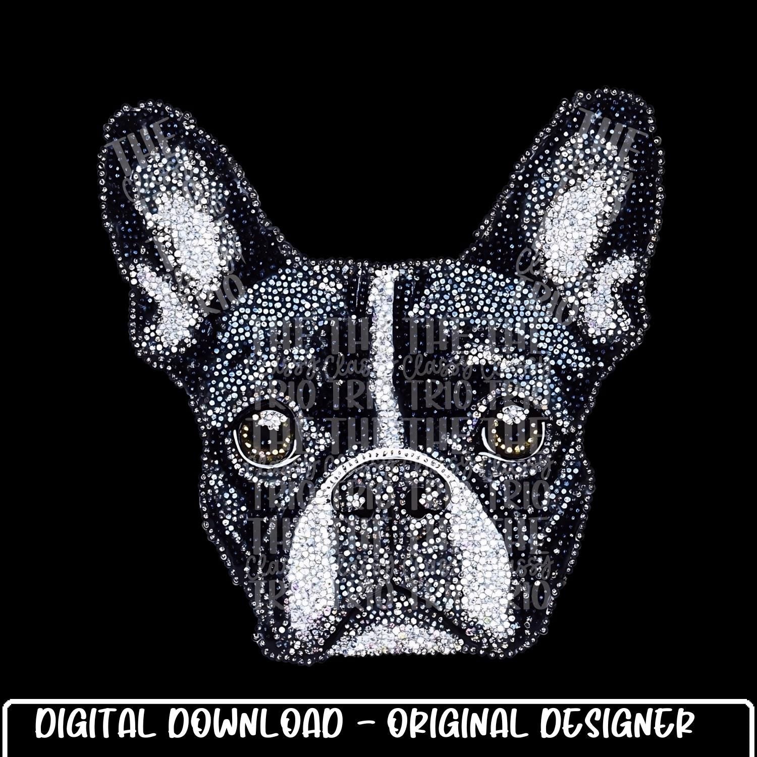 Faux Rhinestone Boston Terrier Dog | Digital Design | PNG | Sublimation | DTF | Original Creator | Shirt Design | Dog Breeds | Trending