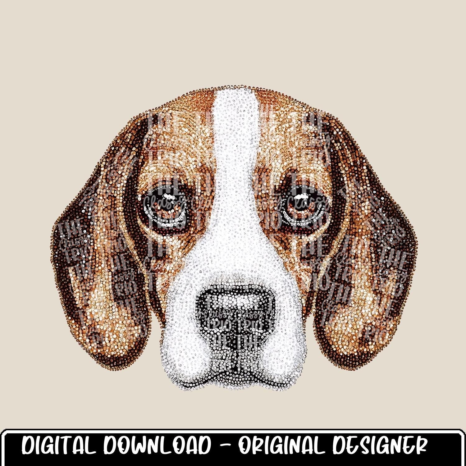 Faux Rhinestone Beagle Dog | Digital Design | PNG | Sublimation | DTF | Beagle | Shirt Design | Original Designer | Trending