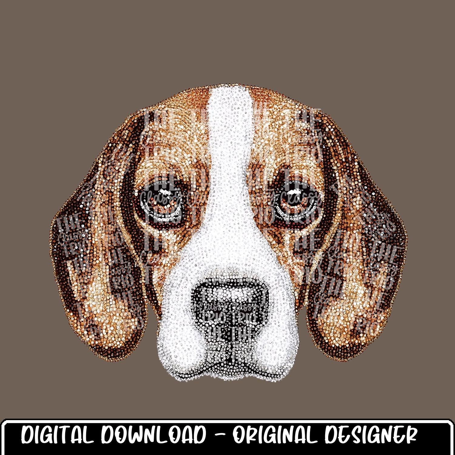 Faux Rhinestone Beagle Dog | Digital Design | PNG | Sublimation | DTF | Beagle | Shirt Design | Original Designer | Trending
