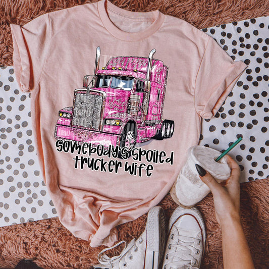 Faux Rhinestone Somebody's Spoiled Trucker Wife | Digital Design | PNG | Sublimation | DTF | Shirt Design | Original Designer | Trending