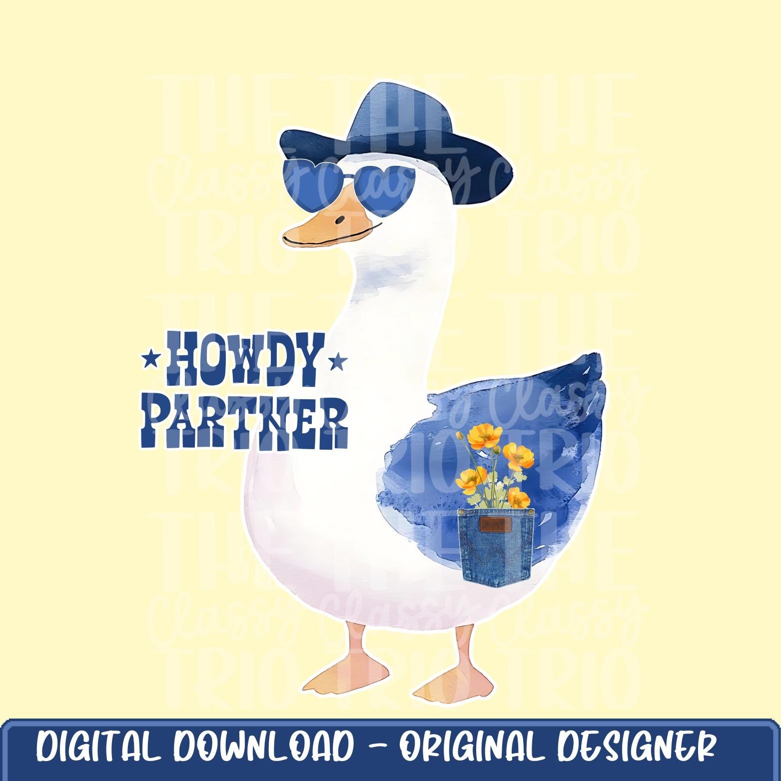 Silly Goose Western Howdy | Digital Design | PNG | Sublimation | Western Design | Preppy | Funny Shirt Design | Jean Pocket Flowers