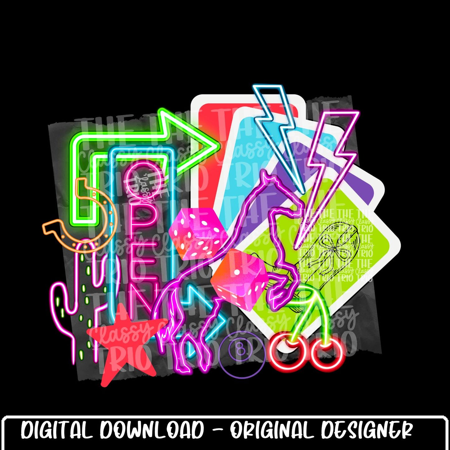 Neon Horse Collage | Digital Design | PNG | Sublimation | Newspaper | Retro Western | Country Shirt Design | Trend Shirt | Y2K | Dice