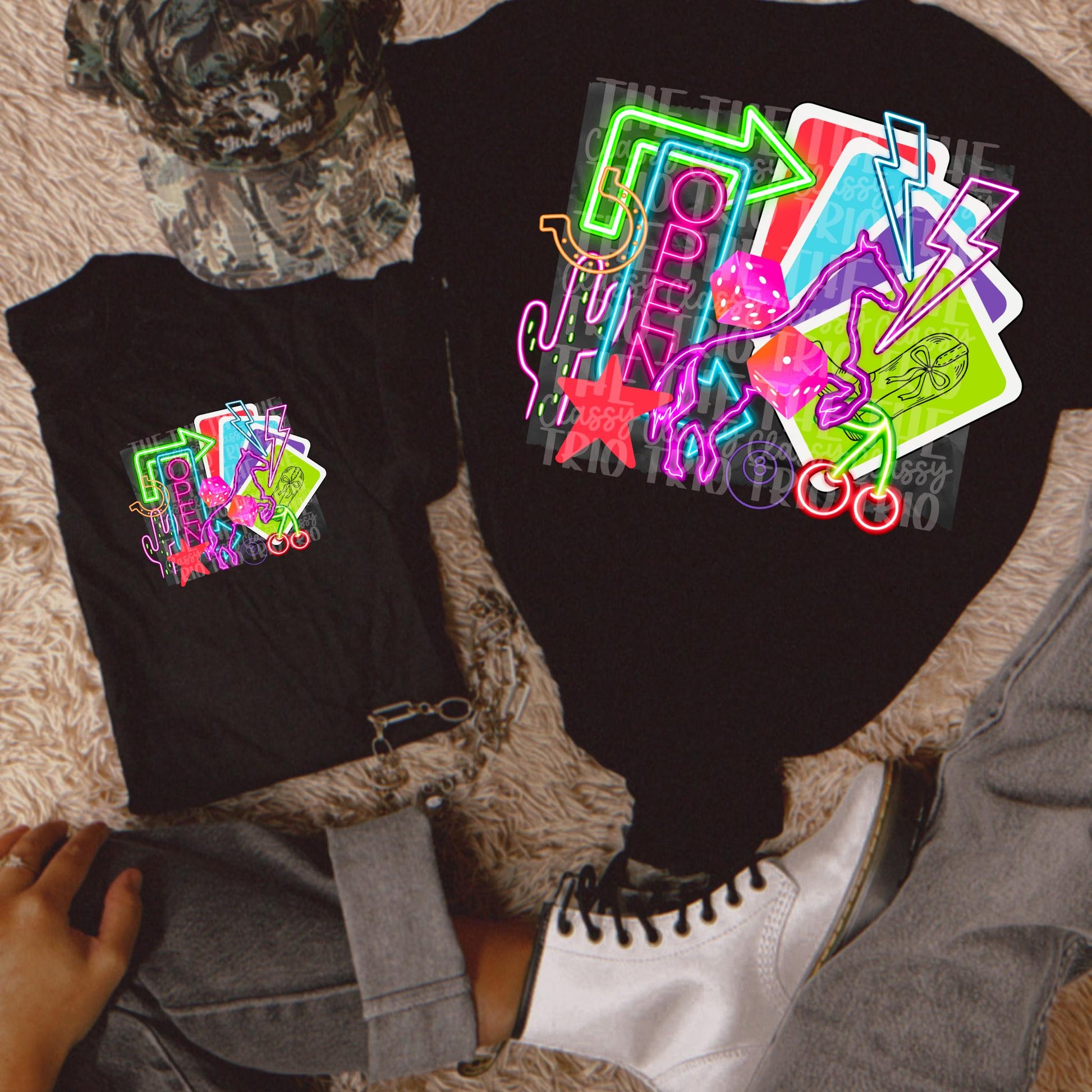 Neon Horse Collage | Digital Design | PNG | Sublimation | Newspaper | Retro Western | Country Shirt Design | Trend Shirt | Y2K | Dice