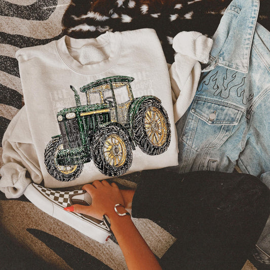 Faux Rhinestone Tractor | Digital Design | PNG | Sublimation | Agriculture | Dazzle | Country Shirt Design | Farmer Wife