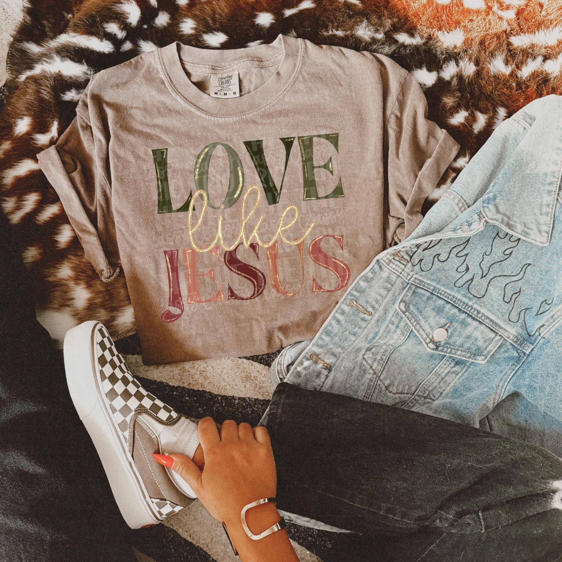 Love Like Jesus | Digital Design | PNG | Sublimation | Faux Glitter | Neutrals | Christian Shirt Design | Trending | Original | Gift Idea