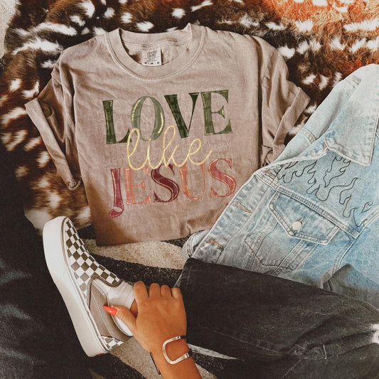 Love Like Jesus | Digital Design | PNG | Sublimation | Faux Glitter | Neutrals | Christian Shirt Design | Trending | Original | Gift Idea
