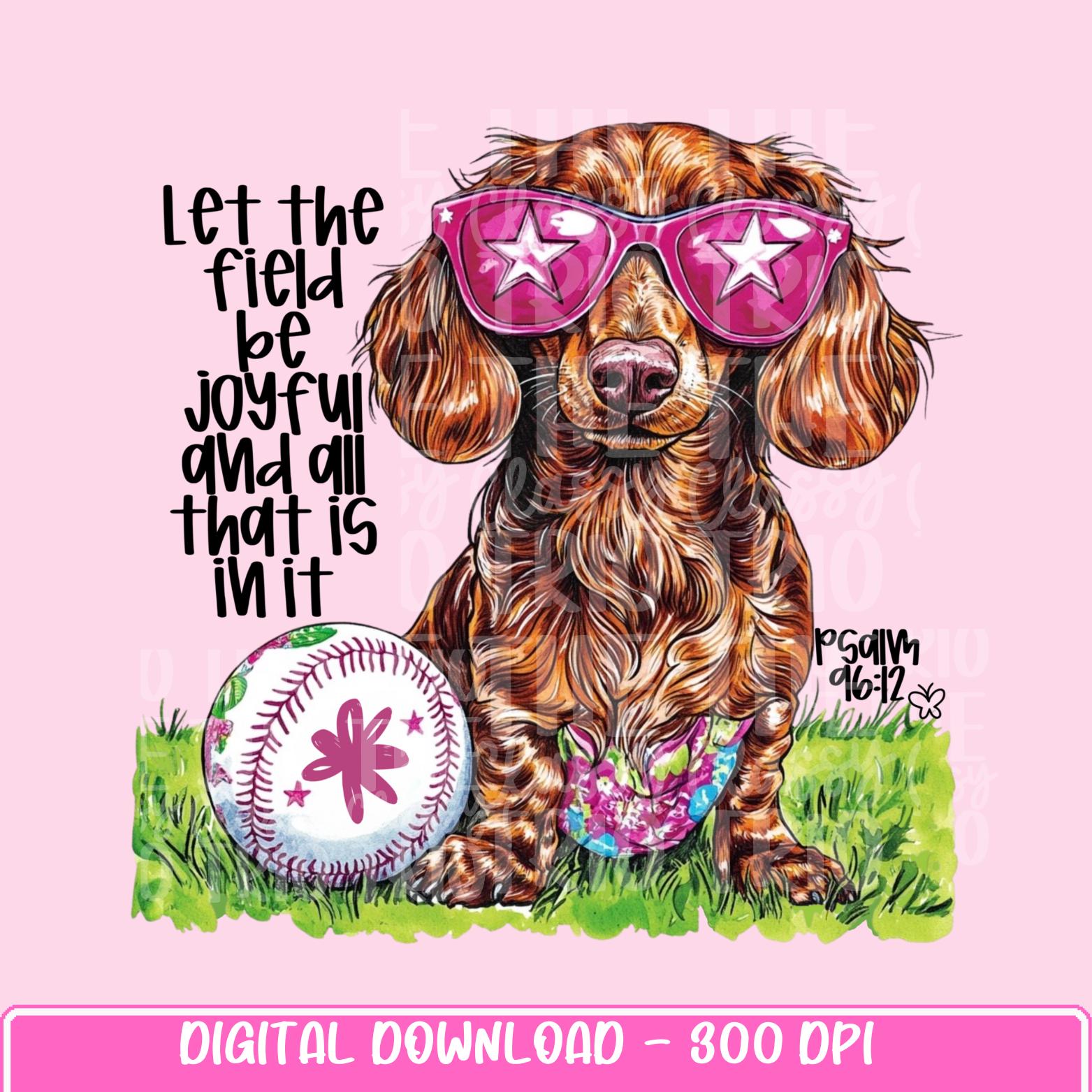 Preppy Baseball Dog Dachshund | PNG | Digital Design | Floral | Bible Verse | Sublimation | Shirt Design | Sports in Spring