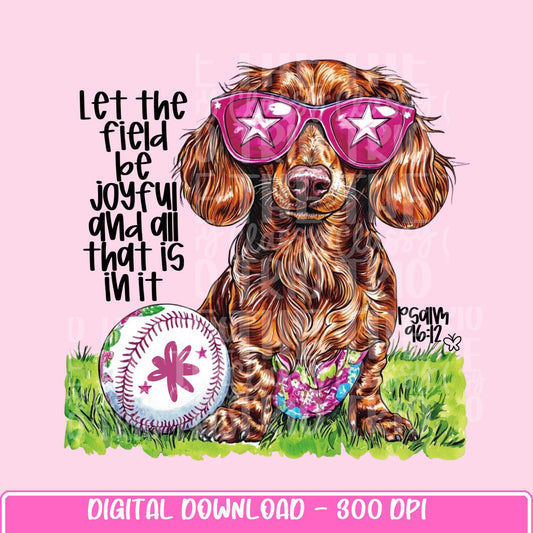 Preppy Baseball Dog Dachshund | PNG | Digital Design | Floral | Bible Verse | Sublimation | Shirt Design | Sports in Spring
