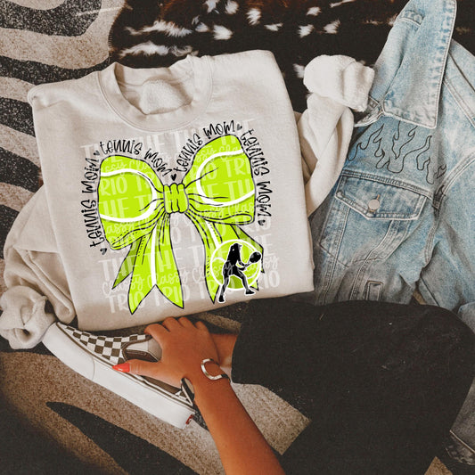 Tennis Sport Mom | Digital Design | PNG | Sublimation | Coquette | Bow | Shirt Design | Trending | Mom