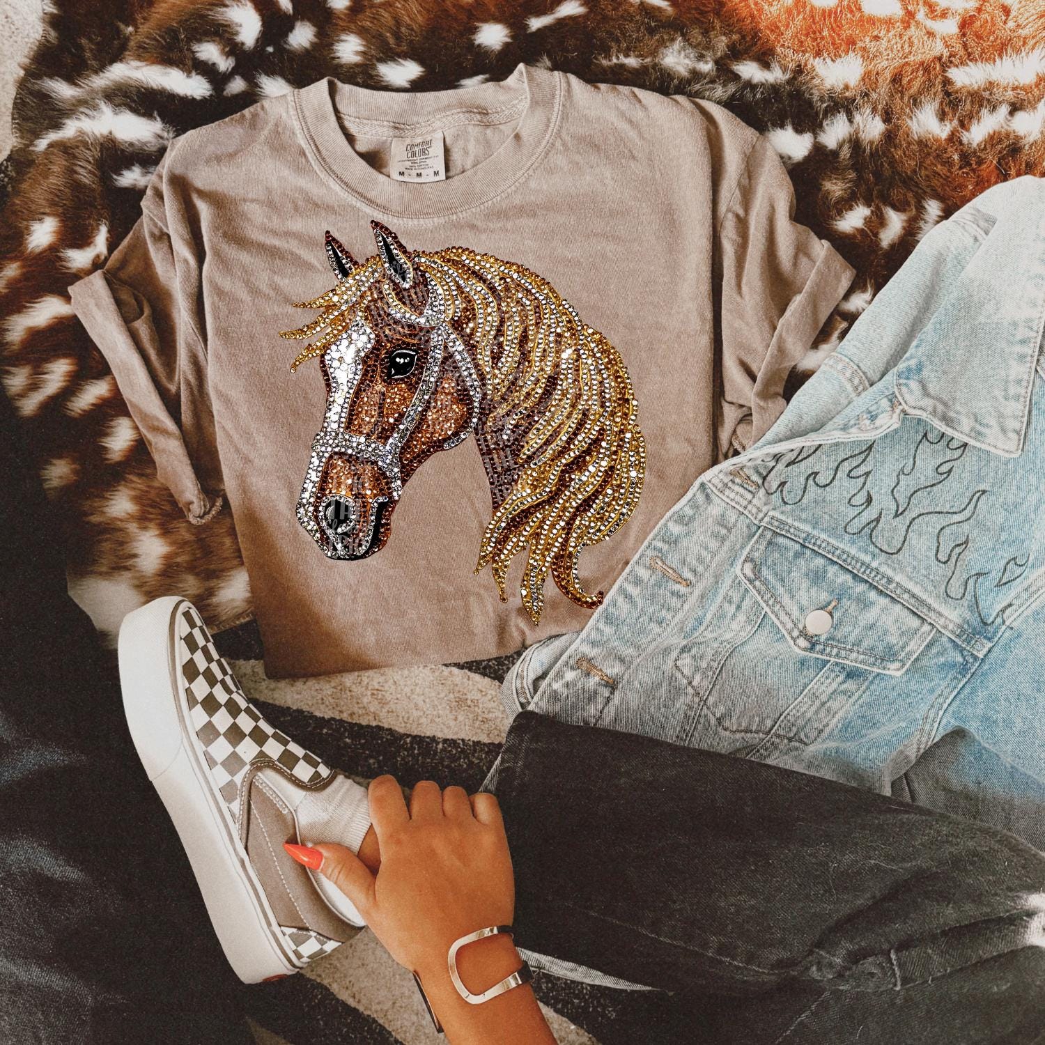 Faux Rhinestone Horse | Digital Design | PNG | Sublimation | DTF | Agriculture | Dazzle | Shirt Design | Country | Trending | Farming