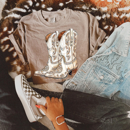 Faux Rhinestone Cowgirl Boots | Digital Design | PNG | Sublimation | DTF | Agriculture | Hunting Shirt Design | Country | Trending | Cowboy
