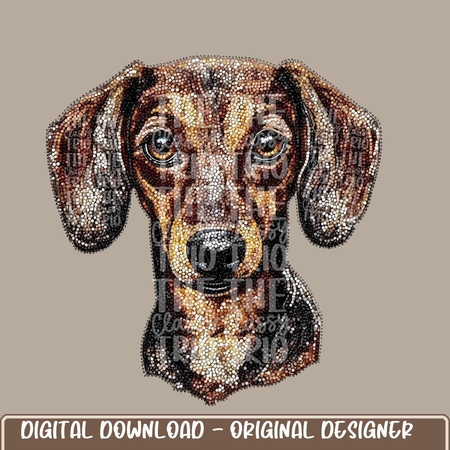 Faux Rhinestone Dachshund Dog | Digital Design | PNG | Sublimation | DTF | Agriculture | Hunting Shirt Design | Country | Trending