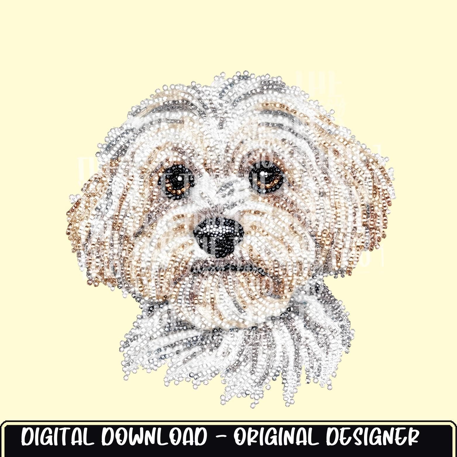 Faux Rhinestone Maltipoo Dog | Digital Design | PNG | Sublimation | DTF | Dog Breed | Shirt Design | Country | Trending