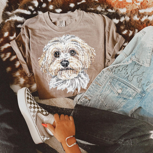 Faux Rhinestone Maltipoo Dog | Digital Design | PNG | Sublimation | DTF | Dog Breed | Shirt Design | Country | Trending