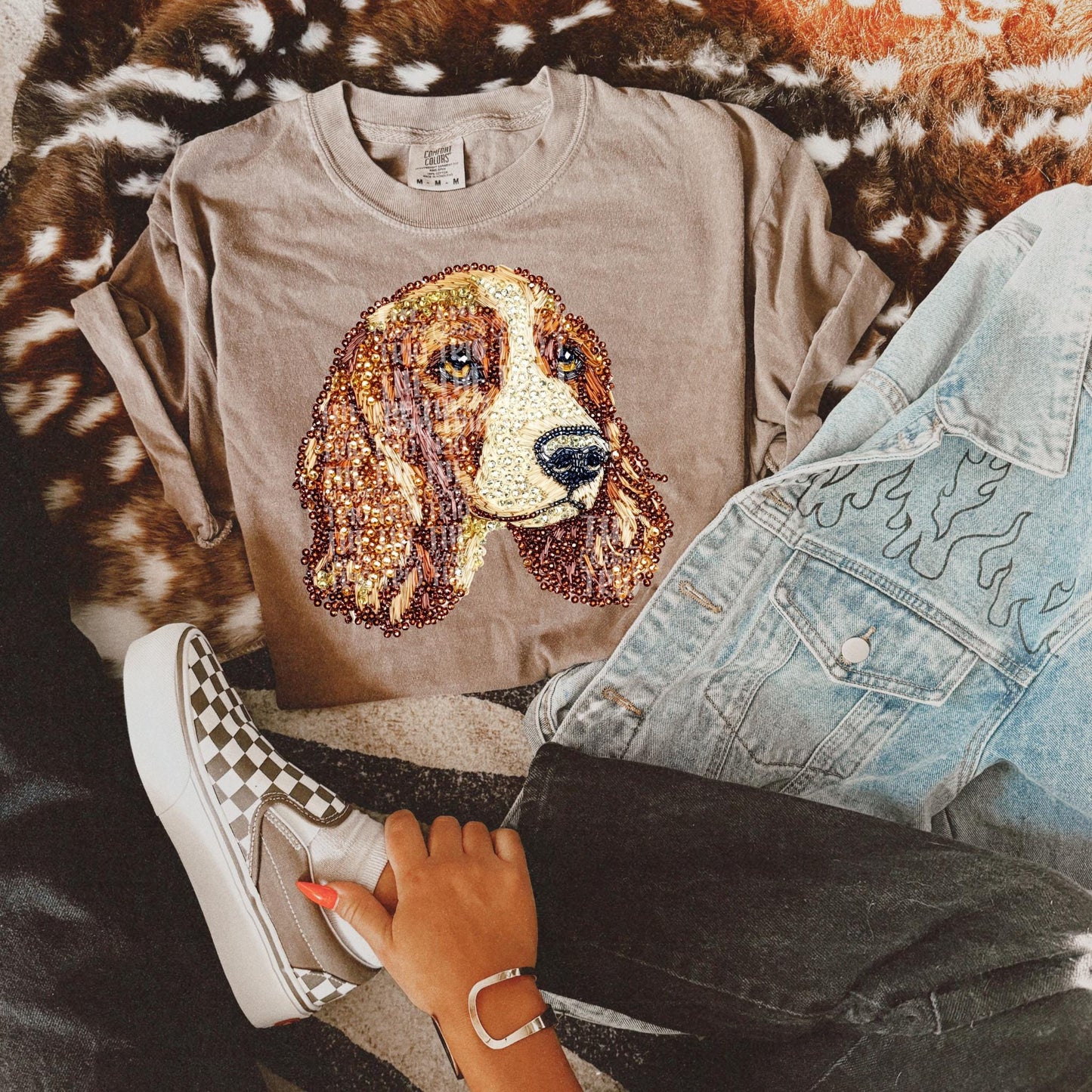 Faux Rhinestone Cocker Spaniel Dog | Digital Design | PNG | Sublimation | DTF | Dog Breed | Shirt Design | Hunting Dog Country | Trending