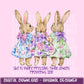 Preppy Bunny Watercolor Floral | PNG | Digital Design | Floral |Bible Verse | Sublimation | Christian Shirt Design | Spring Rabbit Bows