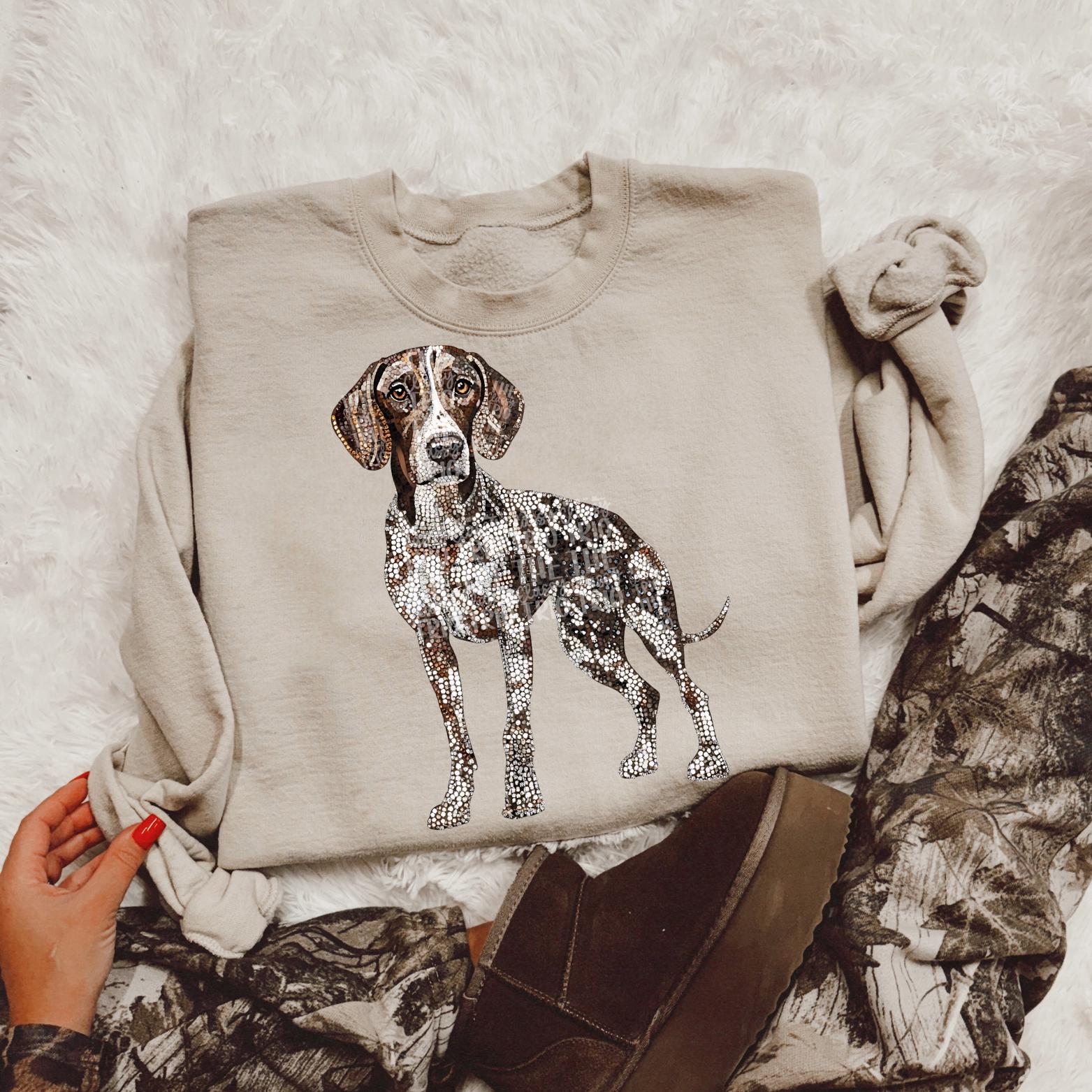 Faux Rhinestone GSP Dog | Digital Design | PNG | Sublimation | Agriculture | German Shorthair Pointer | Shirt Design | Country | Trending