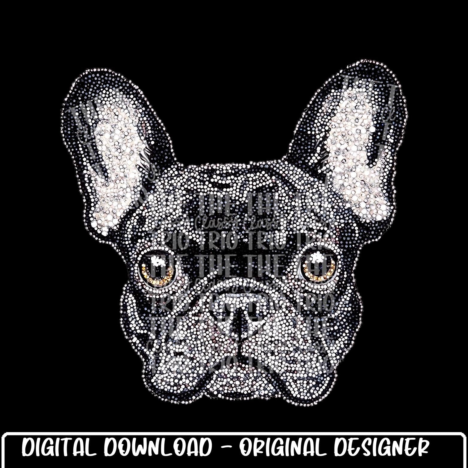 Faux Rhinestone Frenchie Dog | Digital Design | PNG | Sublimation | DTF | Puppy | Original Creator | Shirt Design | Dog Breeds | Trending