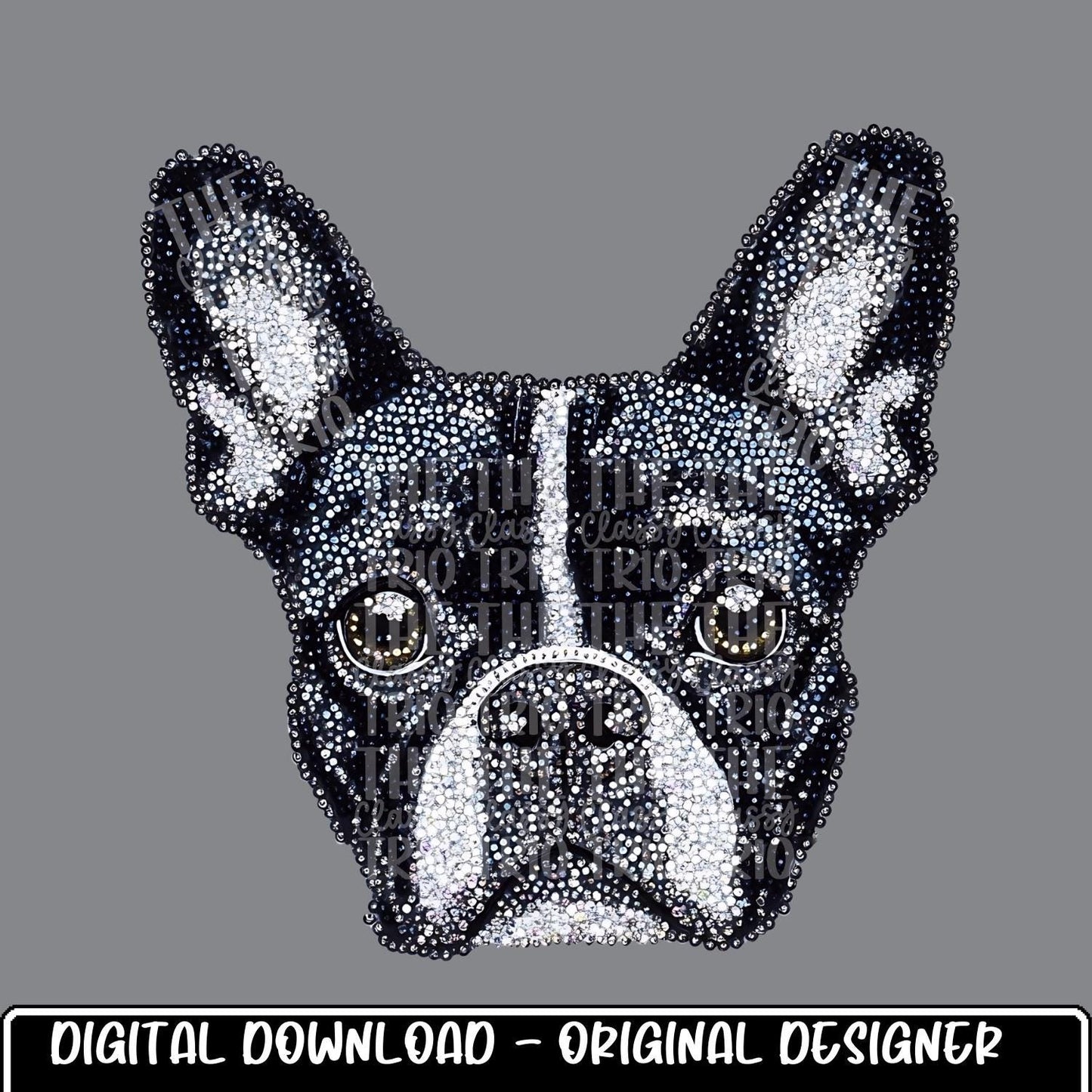 Faux Rhinestone Boston Terrier Dog | Digital Design | PNG | Sublimation | DTF | Original Creator | Shirt Design | Dog Breeds | Trending