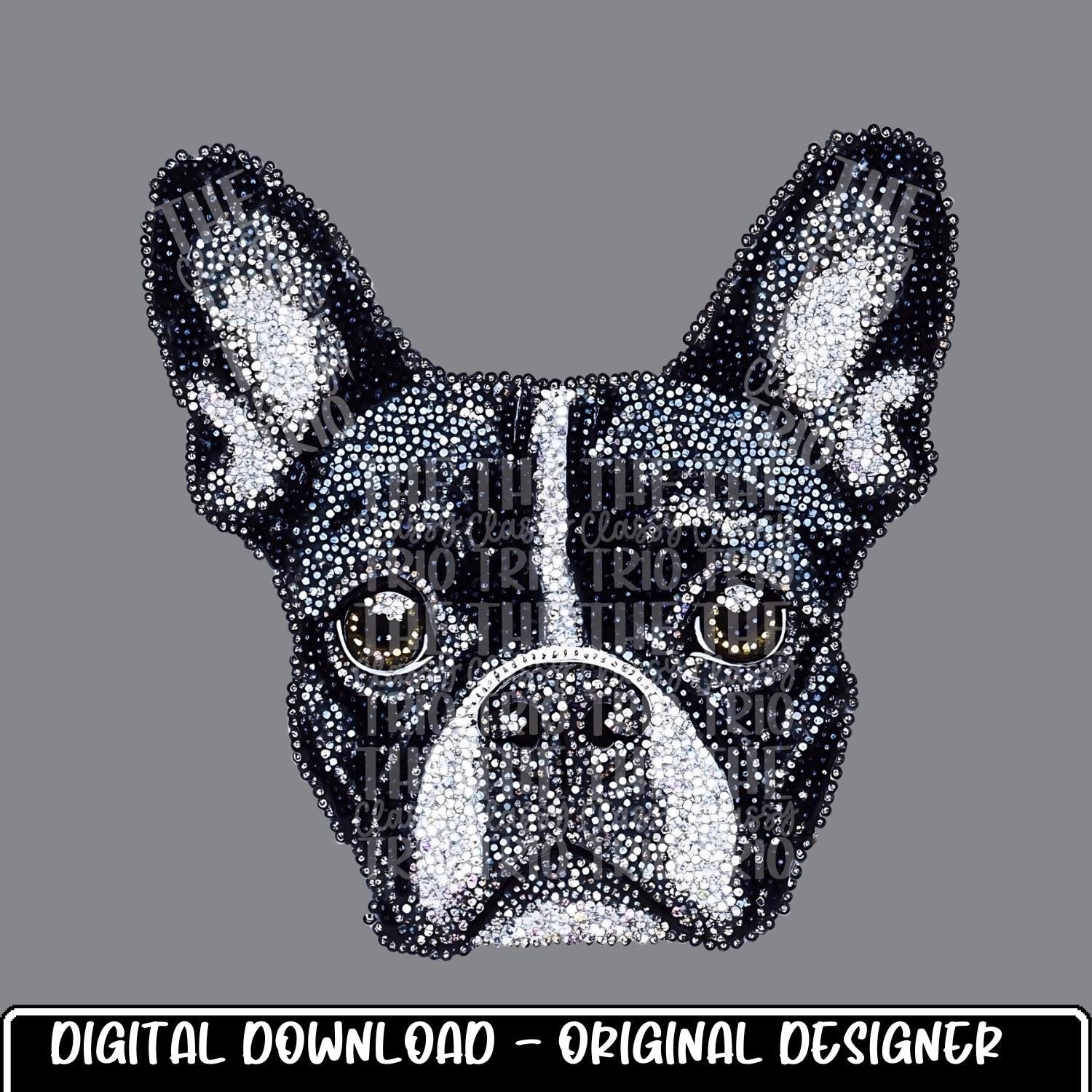 Faux Rhinestone Boston Terrier Dog | Digital Design | PNG | Sublimation | DTF | Original Creator | Shirt Design | Dog Breeds | Trending