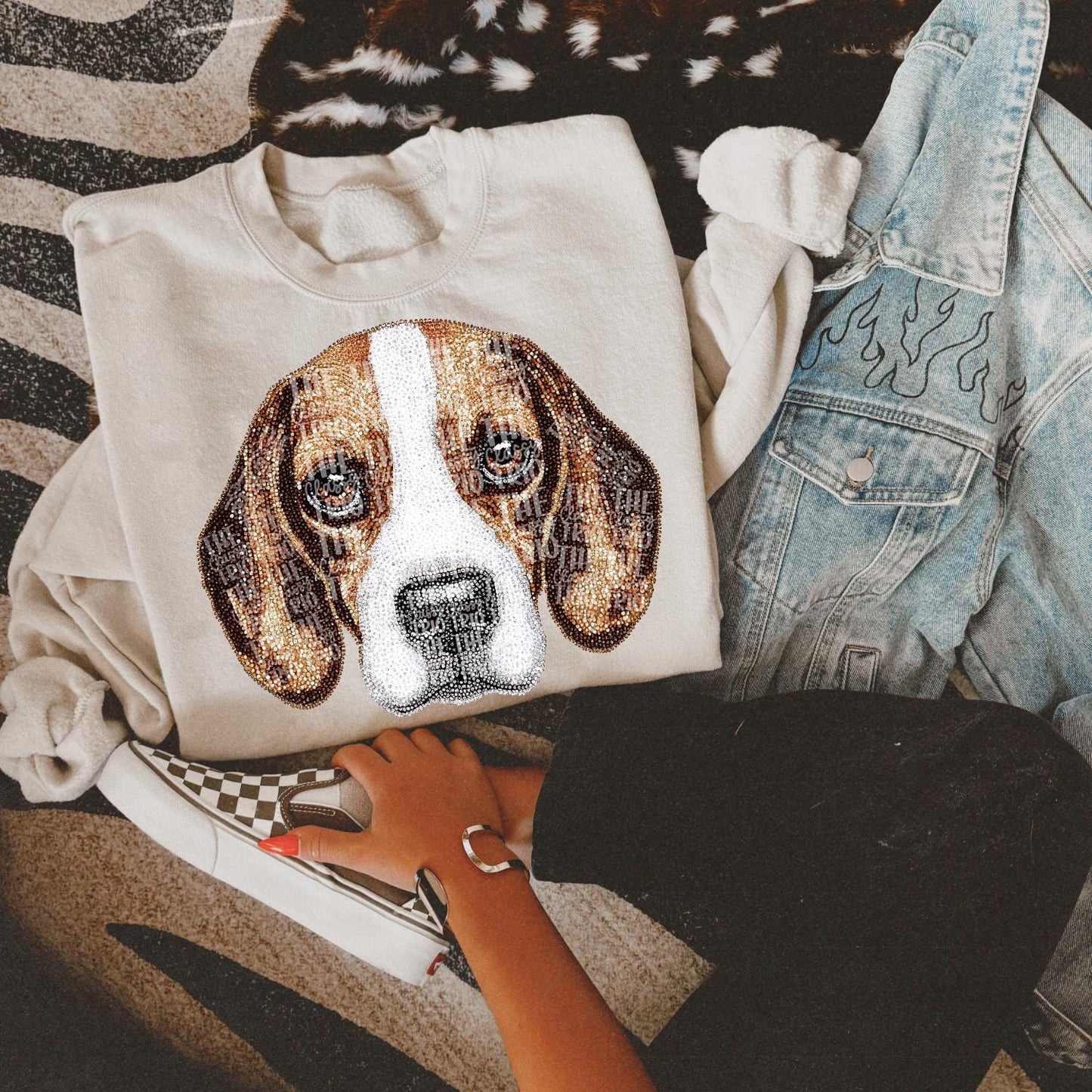 Faux Rhinestone Beagle Dog | Digital Design | PNG | Sublimation | DTF | Beagle | Shirt Design | Original Designer | Trending