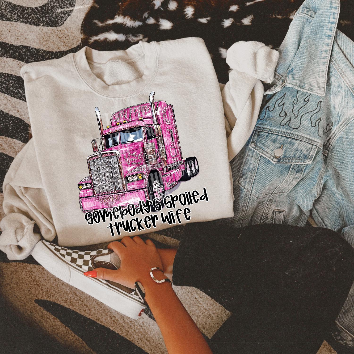 Faux Rhinestone Somebody's Spoiled Trucker Wife | Digital Design | PNG | Sublimation | DTF | Shirt Design | Original Designer | Trending