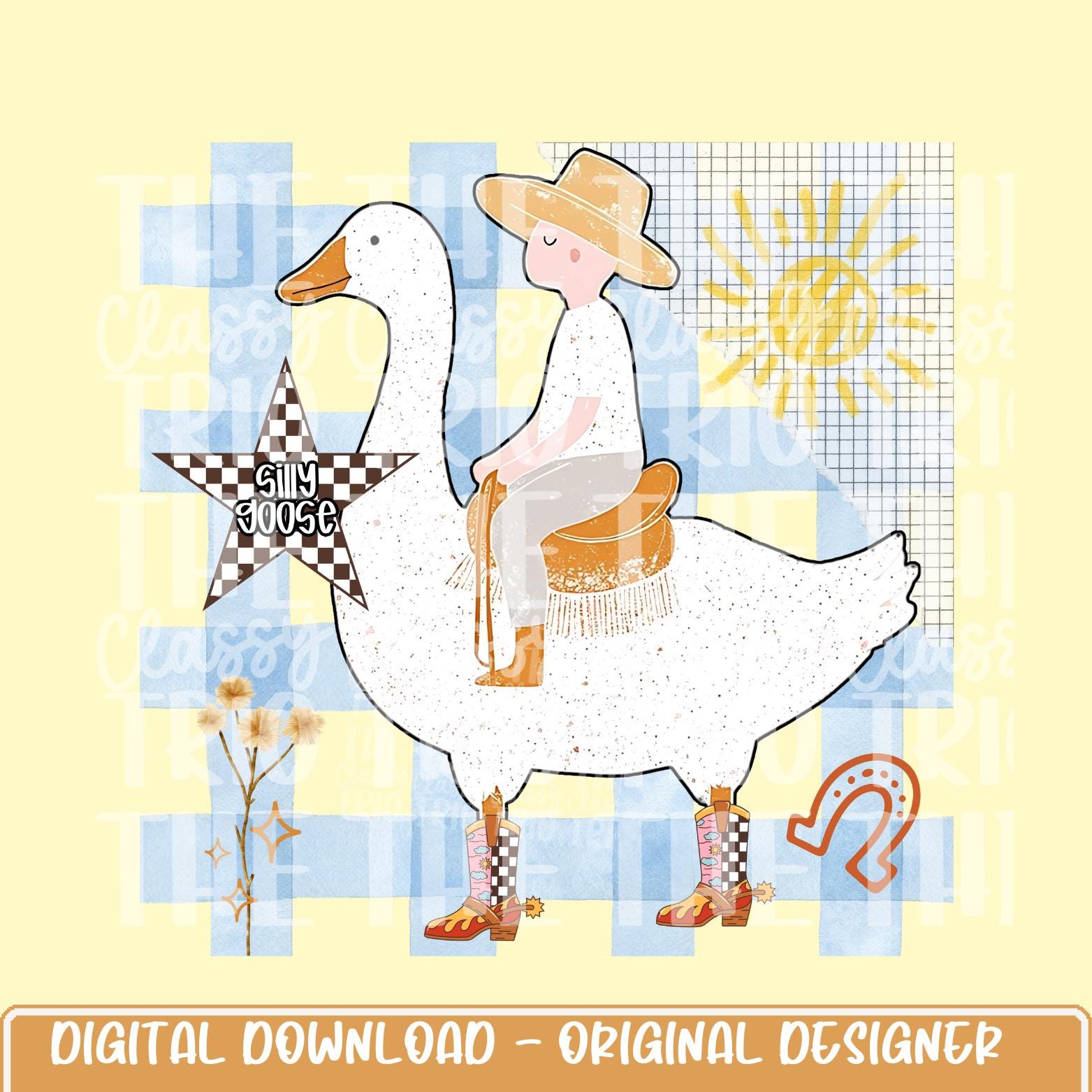 Silly Goose Western Funny Collage | Digital Design | PNG | Sublimation | Western Design | Preppy | Funny Shirt Design | Plaid