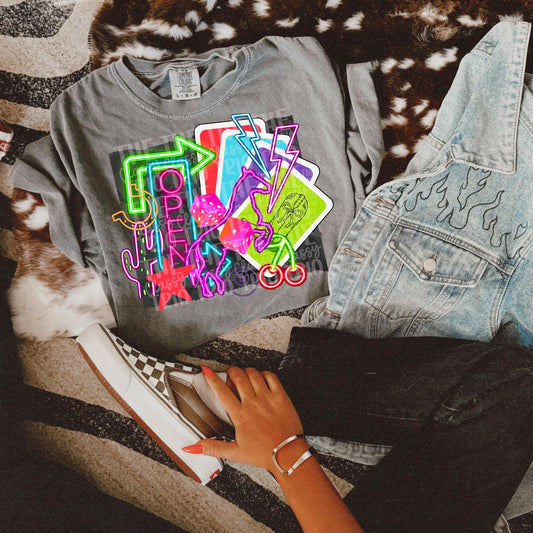 Neon Horse Collage | Digital Design | PNG | Sublimation | Newspaper | Retro Western | Country Shirt Design | Trend Shirt | Y2K | Dice