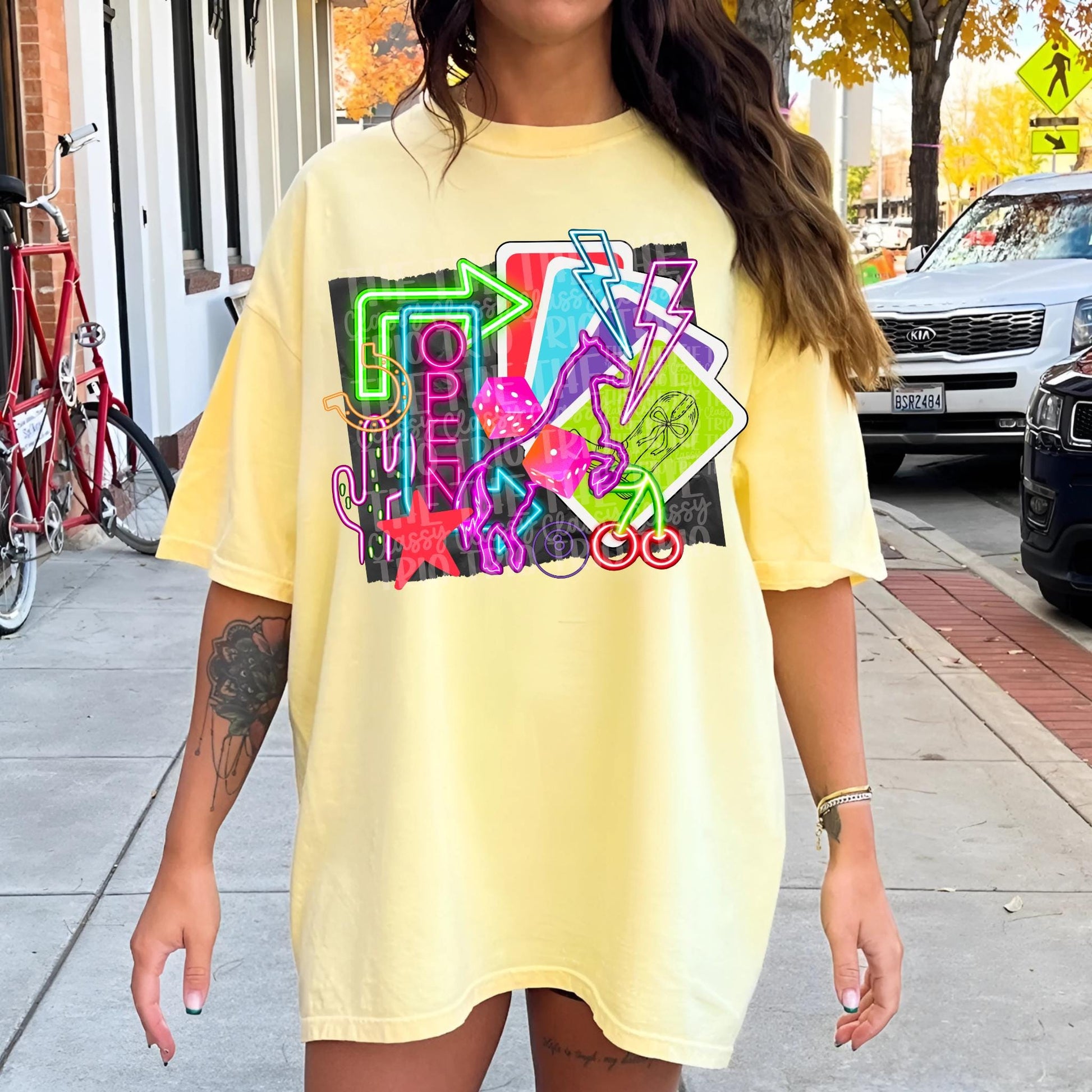 Neon Horse Collage | Digital Design | PNG | Sublimation | Newspaper | Retro Western | Country Shirt Design | Trend Shirt | Y2K | Dice