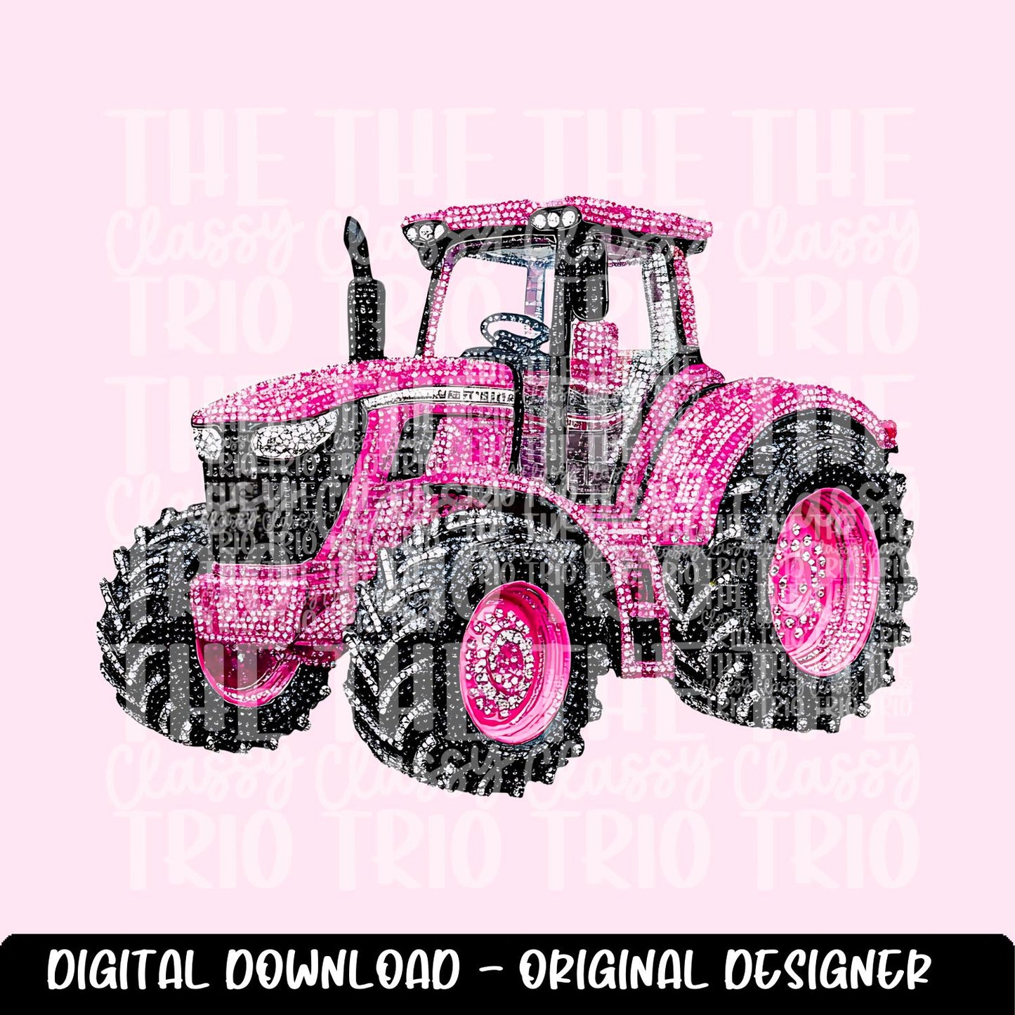 Faux Rhinestone Pink Tractor | Digital Design | PNG | Sublimation | Agriculture | Dazzle | Country Shirt Design | Farmer Wife